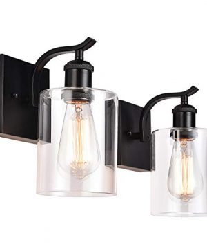 Cuaulans Black Wall Sconces Set Of Two Farmhouse Industrial Vanity Wall Light Fixtures With Clear Glass Shade For Bathroom Bedroom Living Room Hallway Wall Mount 0 300x360
