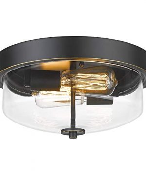 Emliviar Ceiling Light Fixture With Clear Glass Shade Indoor Outdoor Flush Mount Ceiling Light 12 Inch Black Finish TE217F ROB 0 300x360