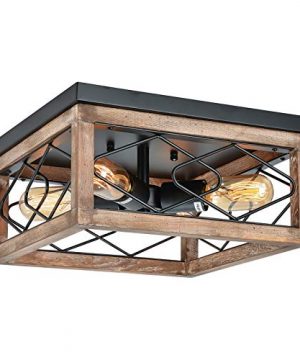 Eyassi Farmhouse Ceiling Lights Close To Ceiling Lighting Fixtures Wooden Flush Mount 4 Light Black Ceiling Lamp For Kitchen Island Living Room Bedroom Hallway Laundry Entryway 0 300x360