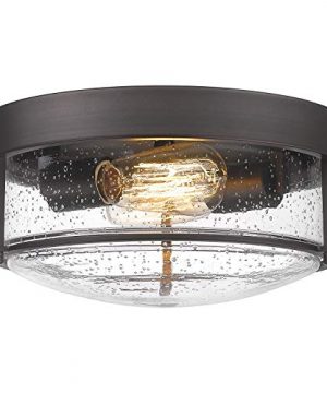 FEMILA Flush Mount Lighting Fixture 12inch 2 Light Metal Ceiling Light Fixtures Oil Rubbed Bronze Finish With Seeded Glass 4FTJ22 F ORB 0 300x360