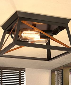 Flush Mount Ceiling Light Boncoo Farmhouse Close To Ceiling Light With Square Frame Rustic Light Fixtures Industrial Light Fixtures For Entryway Kitchen Hallway 0 300x360