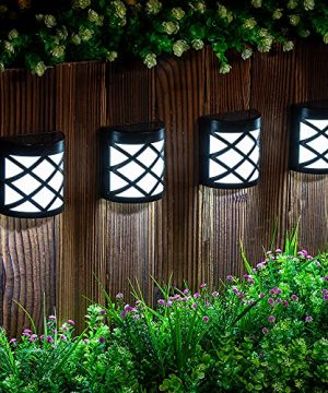 GIGALUMI 8 Pack Solar Fence Lights6 LED Solar Deck LightsWaterproof Automatic Decorative Outdoor Solar Wall Lights For Deck Patio Stairs Yard Path And Driveway Cold White 0 300x360