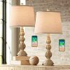 IMYOTH 26 Rustic Farmhouse Table Lamp Set Of 2 Resin Nightstand Lamp With Dual USB Charging Ports For Bedroom Living Room Office Retro Classic Desk Lamp With Beige Drum Shade 0 100x100