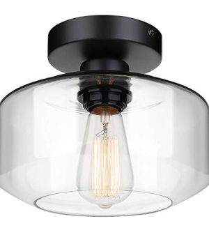 Industrial Semi Flush Mount Ceiling Light Clear Glass Pendant Lamp Shade Farmhouse Lighting For Porch Hallway Kitchen Bedroom Vintage Hanging Light Fixtures Bulb Not Included 0 300x360