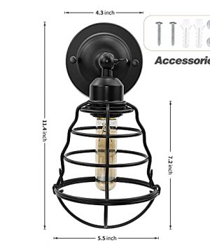 Industrial Wall Sconces 2pack Farmhouse Wall Sconces Vintage Wall Light Wall Mount Light Wire Cage Wall Sconce Vintage Wall Mounted Lamp Wire Cage Wall Lighting Sconce Black 0 300x360