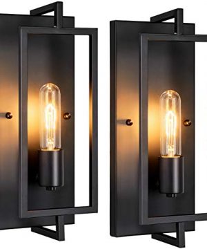 Industrial Wall Sconces Set Of 2 Vintage Wall Light Fixture With E26 Base Matte Black Metal Rustic Wall Mount Lamp Modern Indoor Wall Sconce Lighting For Living Room Bedroom Hallway 0 300x360