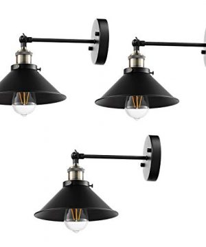 LABOREDUCER Wall Sconces Hardwired Industrial Vintage Wall Lamp Simplicity Bronze And Black Finish Arm Swing Wall Lights Fixture 3 Pack Bulbs Not Included 0 300x360