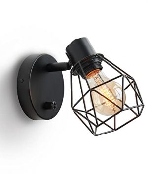 Lightess Black Wall Sconce With Dimmer ON Off Switch Adjustable Head Vintage Cage Wall Mount Light Fixture Industrial Farmhouse Lighting For Living Room Kitchen LG9933941 0 300x360