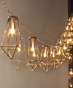 LuxLumi Diamonds Are Forever Rose String Lights Gold Wire Caged Soft White 20 LED Rustic Farmhouse Bedroom Nursery Dorm Home Decor Teen Kids Baby Fall Decorations 105FT 0 300x360