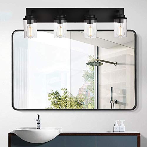 Details about   Melucee 4-Light Wall Light Fixtures Brushed Nickel Bathroom Vanity Light With Cl 