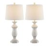 Maxax Traditional Table Lamps Set Of 2 Rustic Farmhouse Poly Nightstand Lamp With White Fabric Drum Shade For Living Room Bedroom 27 Inches White 0 100x100