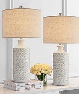 PoKat 2475 Modern Contemporary Ceramic Table Lamp Set Of 2 For Living Room White Desk Decor Lamps For Bedroom Study Room Office Farmhouse Bedside Nightstand Lamp End Table Lamps 0 300x360