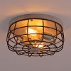 QS Industrial Farmhouse Semi Flush Mount Ceiling Light FixtureORBOak WhiteMetal Cage Rustic Ceiling Lighting For Hallway Entryway Stairway Kitchen Bedroom Dining Room Barthroom2 Lights 0 100x100