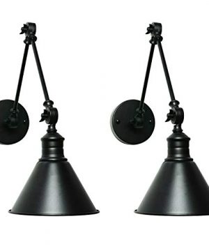SEDA Frosted Black Modern Industrial Up Down Swing Arm Wall Lights Vintage Wall Mount Light Sconces Wall Lamp Hardwire 2 Pack 0 300x360