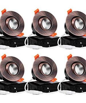 TORCHSTAR E Star Series 3 Inch Gimbal LED Recessed Light With Junction Box 7W 50W Eqv Dimmable Airtight CRI 90 ETLEnergy StarJA8Title 24 2700K Soft White Oil Rubbed Bronze Pack Of 6 0 300x360