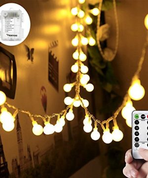WERTIOO 33ft 100 LEDs Battery Operated String Lights Globe Fairy Lights With Remote Control For OutdoorIndoor BedroomGardenChristmas Tree8 ModesTimer Warm White 0 300x360