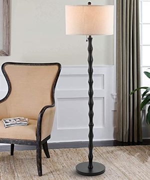 WINGBO Industrial Floor Lamp With Painted Black Finish Modern Floor Lamp With E26 Socket Antique Style Fabric Shade 1pc 9W LED Bulb Included 0 300x360
