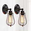 Wall Sconces Vintage Wire Metal Cage Wall Lamp 240 Adjustable Black Hard Wire Industrial Wall Light Fixtures For Farmhouse Bathroom Mirror Bedroom Headboard Porch Garage Set Of 2 0 100x100