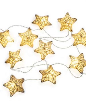 West Ivory 6 Feet 10 LED String Fairy Light WMetal Covered Stars Battery Powered Decorative Indoor Outdoor Warm White 0 300x360