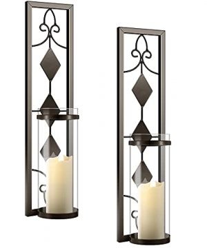 2 Set Wall Sconces Candle Holders Metal Wall Decorations Antique Style Metal Sconces With Battery Operated Candles For Living Room Bathroom Dining Room Patio Or Office Coffee 0 300x360