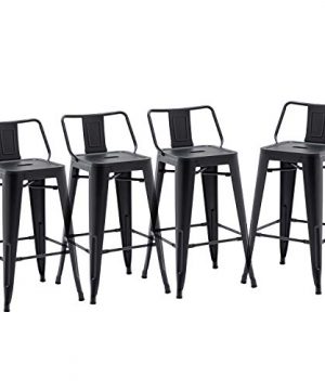 24 Low Back Metal Counter Stool Height Bar Stools Set Of 4 For IndoorOutdoor Barstools Matte Black 0 300x360