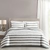 3 Piece Quilt Set With Shams Soft And Breathable All Season Quilt Multi Layer Coverlet Lightweight Bedspread Solid Stripes Bettina Collection Full Queen Grey 0 100x100