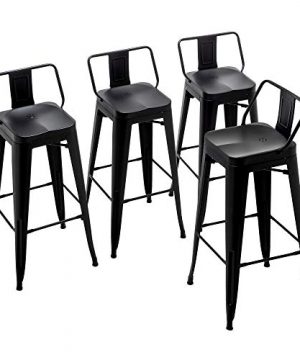 Alunaune 24 Metal Bar Stools Set Of 4 Counter Height Barstools Industrial Counter Stool Kitchen Bar Chairs Indoor Outdoor Low Back Black 0 300x360