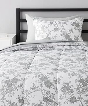 Amazon Basics 6 Piece Ultra Soft Microfiber Bed In A Bag Comforter Bedding Set TwinTwin XL Grey Chinoiserie 0 300x360