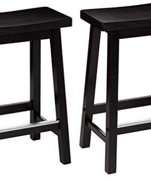 Amazon Basics Solid Wood Saddle Seat Kitchen Counter Height Stool Set Of 2 24 Inch Height Black 0 300x360