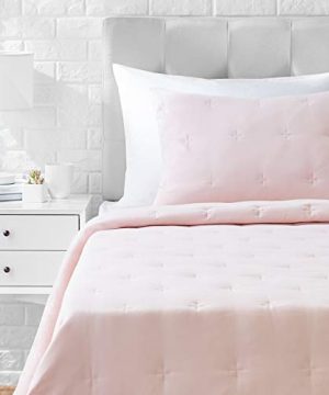 Amazon Basics Tufted Stitch Comforter Set Soft Easy Wash Microfiber TwinTwin XL Blush Pink 0 300x360