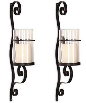 Asense Iron And Glass Vertical Wall Hanging Candle Holder Sconce Wall Decor Graceful Twirl2pcs 0 300x360