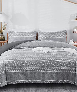 Atarashi Twin Boho Grey Comforter SetAll Season Bed SetDark Gray With White Geometric Modern Pattern Printed Comforter With 1Pillow ShamTwin66x90inches2pieces 0 300x360
