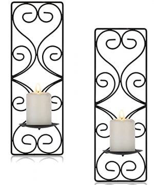 Candle Sconces Wall Decor Black Candle Holder For Pillar Rustic Decorative Metal Candles Set Of 2 For Living Room Farmhouse Fireplace Wedding 0 300x360
