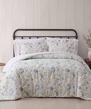 Cottage Classics Twin XL Field Floral 2 Piece Farmhouse Style Comforter And Sham Set Modern Floral Print Multi 0 300x360