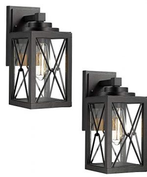 Emliviar Porch Lights 2 Pack Black Outdoor Wall Lanterns Sconces With Clear Glass Shade 0387BK 2PK 0 300x360