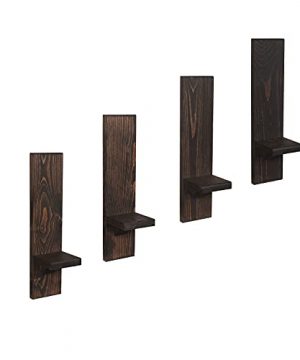 Farmhouse Wall Decor Candle Sconces Set Of 4 155in Real Dark Wood Hanging Shelf LocalBeavers Rustic Candle Holder Perfect Modern Wall Decor 100 Wood Black Candleholder Brown Distressed 0 300x360