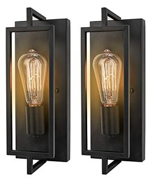 Farmhouse Wall Sconces Set Of 2 Black Metal Wall Lighting Fixtures Industrial Light Sconce Wall Decor Modern Wall Mount Lamp Indoor E26 Base For Bedroom Living Room Hallway Kitchen 0 300x360