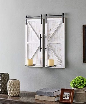 FirsTime Co Eastman Farmhouse Barn Door Wall Sconce 2 Piece Set American Crafted Aged White 10 X 675 X 24 0 300x360