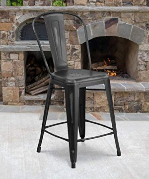 Flash Furniture Commercial Grade 4 Pack 24 High Distressed Black Metal Indoor Outdoor Counter Height Stool With Back 0 300x360