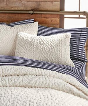 GH Bass Plush Sherpa Cable Knit Fluffy Soft Solid Pinsonic Cozy Comforter Set Twin Ivory 0 300x360
