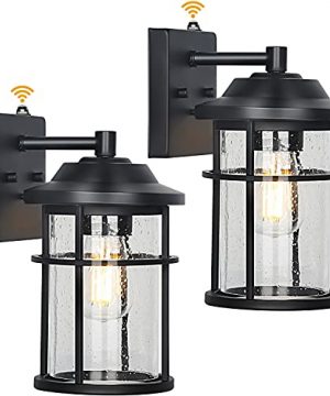 Hykolity 2 Pack Large Dusk To Dawn Outdoor Wall Light Exterior Wall Lantern Wall Mount Lights In Matte Black Fixtures Anti Rust Wall Sconce With Seeded Glass Shade For Entryway Porch 0 300x360