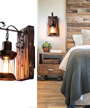 Industrial Vintage Wall Lamp Retro Wooden Metal Bedside Wall Lighting Fixture For Home Hotel Bar Porch Bedroom Farmhouse Corridor Decorate Wall Light 0 300x360