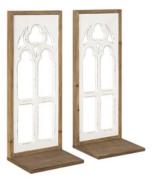 Kate And Laurel Mirabela Wood Wall Sconce Shelves Set Of 2 Rustic Brown And White Farmhouse Wall Decor For Storage And Display 0 300x360