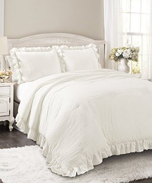 Lush Decor Reyna Comforter Ruffled 2 Piece Bedding Set With Pillow Shams Twin XL White 0 300x360