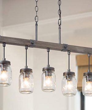 Mason Jar Chandelier 5 Light Farmhouse Chandelier For Dining Room 255 Rustic Island Lighting With Clear Glass Globes 0 300x360