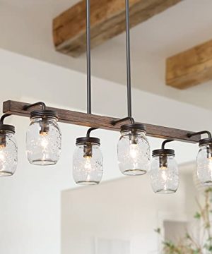 Mason Jar Chandelier 6 Light Kitchen Island Lighting 275 Farmhouse Chandelier For Dining Room With Glass Shades 0 300x360