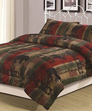 Rustic Southwest Twin Comforter 2 Piece Bedding Set Bear Cabin Lodge Nature Wildlife 0 300x360
