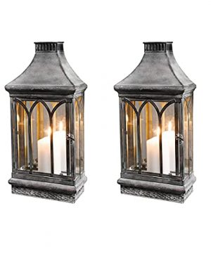 Set Of 2 Wall Sconce Candle Holder Lanterns Farmhouse Metal Decor W Mirror Outdoor Indoor Clear Glass 0 300x360