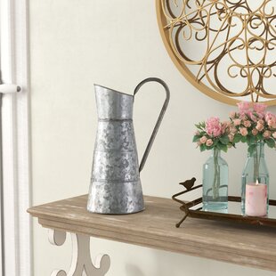 Silver+16''+Metal+Table+Vase