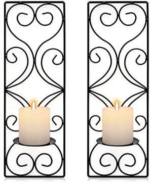 Simeitol Black Candle Sconces Set Of 2 Metal Sconce Candle Holder Wall Mounted Candle Holder For Anniversary Entryway Farmhouse Bathroom Decor Room Decor 0 300x360